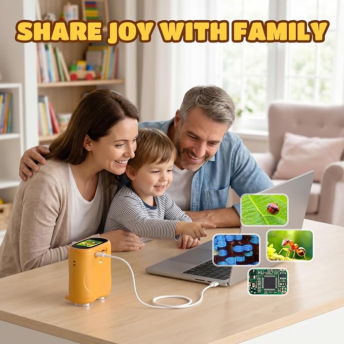 1000X Digital Microscope for Kids Handheld: 2-in-1 Binoculars Portable STEM Toy - Birthday Gift for Boy Girl - Science Kits 10X Magnifying Glass Telescope for Age 3-8 8-12 USB Gadget