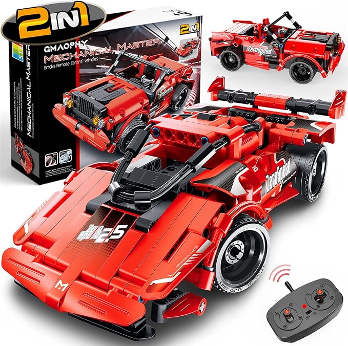 STEM Building Toys for Kids, Remote Control Racer Car Engineering Kits | 2 IN 1 Racecar Construction Toys, Early Learning Building Blocks, Christmas Birthday Gift for Boys Ages 6 7 8 9 10 11 12+