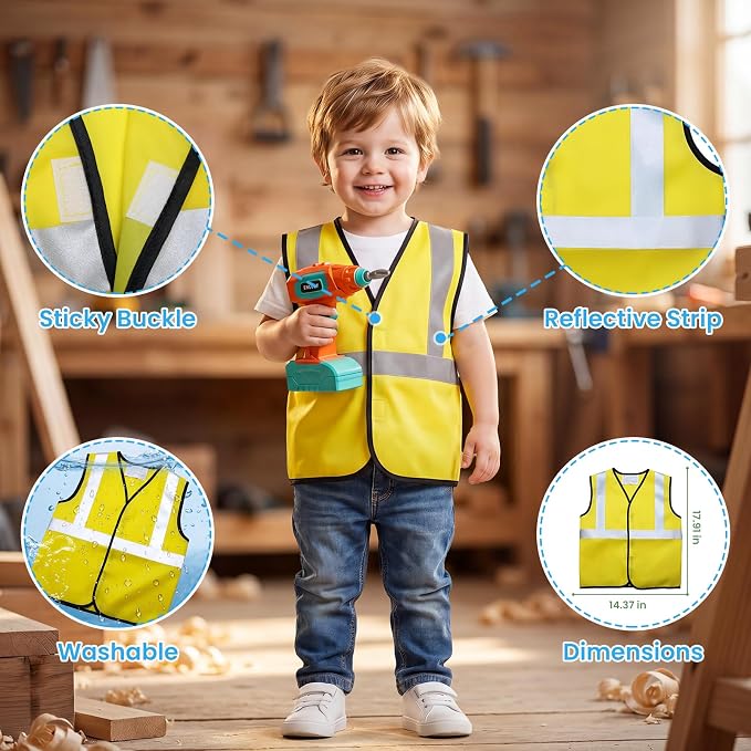 CUTE STONE 168Pcs Kids Tool Set with Electric Drill Toy, Building Kit | Toddler Play Tools with Vest & Storage Box, Montessori STEM Pretend Play Kit, Construction Building Toy Gift for kid Ages 3-6