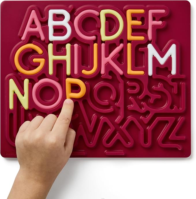 Pushpeel Advanced ABC Tracing Puzzle Board (Best for Ages 4+) – Silicone Learning Toy for Pre-Writing & Fine Motor Skills – Quiet Sensory Travel Activity Toy for Kids – Uppercase Alphabet, Granite