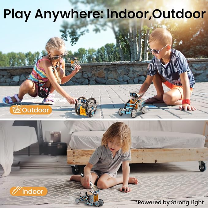 Sillbird 12-in-1 Solar Robot Building Kit STEM Gift for Boys Ages 8-13 | Powered by the Sun, Engineering Skills, DIY Educational Kit, Birthday Presents for Kids, Buildable Learning Set, 190 Pieces