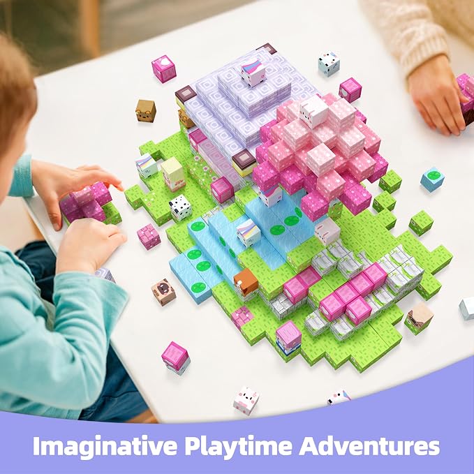 GobiDex Magnetic Building Blocks Princess Castle for Girls Age 3+ Year Old | STEM Sensory, Birthday Gift, Magnet Game, Compatible, Safe & Durable, With Storage Box, 48pcs, Toddler, Quiet Time, Group Fun
