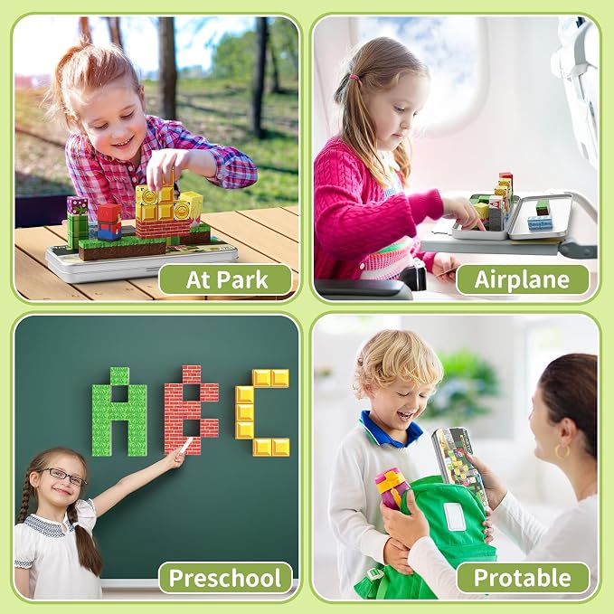 WMXDU Mini Magnetic Blocks Travel: Magnetic Building Toys with Iron Box | Adventurer-Themed 35PCS Building Set, Travel-Size Iron Box Prevents Lost Pieces, 60+ Min Quiet Play on Trips, Great Gift