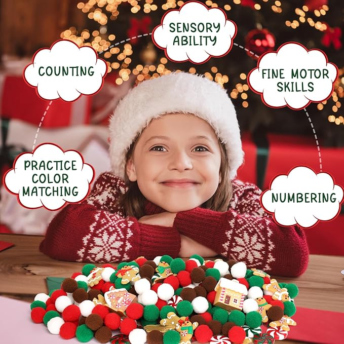 135 Pcs Christmas Gingerbread Man Sensory Bin Items Christmas Candy Counting Sorting Sensory Bin Filler Fine Motor Toys Gingerbread Man Counts for Kids Xmas Counting Toys for Preschool