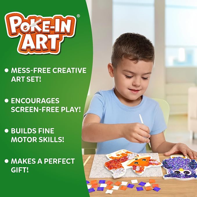 Skillmatics Poke-in Art – Animals, Wood Craft Kit, Gift for Boys & Girls | DIY Mess-Free Fun, Lion, Bear, Fox, Fine Motor Skills, Screen-Free, Travel Activity, Ages 4, 5, 6, 7, 8, 9