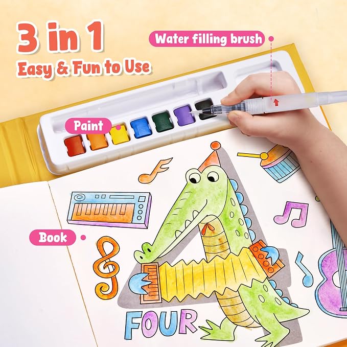 JoyCat Paint with Water Coloring Books for Toddlers (Numbers) | Watercolor Painting Set for Kids Ages 3-5 & 4-8, Arts & Crafts Drawing Activity Travel Toy, Birthday Gifts for Boys & Girls