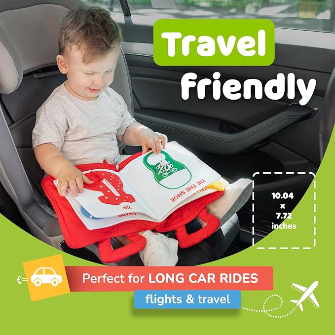 Toddler Travel Toys, Quiet Book for Toddlers 1-3, Plane and Car Toy | Baby Airplane Toys for Travel, Montessori Busy Book 1-3 Year Old with All Parts Attached, No Noise Gift