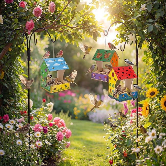 DoubleFill 12 Pack Bird Feeder Kits Bulk Wooden DIY Birdhouse Kits Unfinished Bird Feeder Birdhouse to Paint Wood Craft for Educational Fun Art Outdoor Activities Gifts
