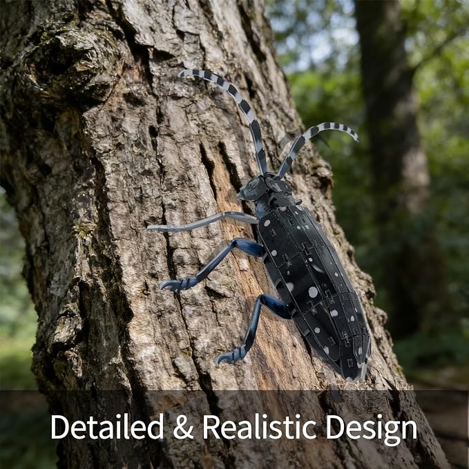 3D Acrylic Insect Puzzle DIY Bug Model Kit Animal STEM Gift | Building Kits Craft Figurine Sculpture Nature Decoration Educational Display Toys for Kids Teens and Adults (Longhorn Beetle)