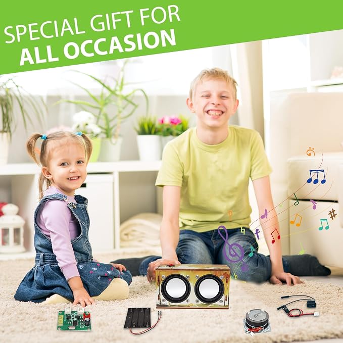 Gifts for Teen Girls Boys - Science Kits for Kids Age 8-10-12-14 - Crafts for Girls 8-12| STEM Toys Build Bluetooth Speaker Kit| DIY Electronic Projects 9 11 13 15 16+ Year Old (Printed Wooden)