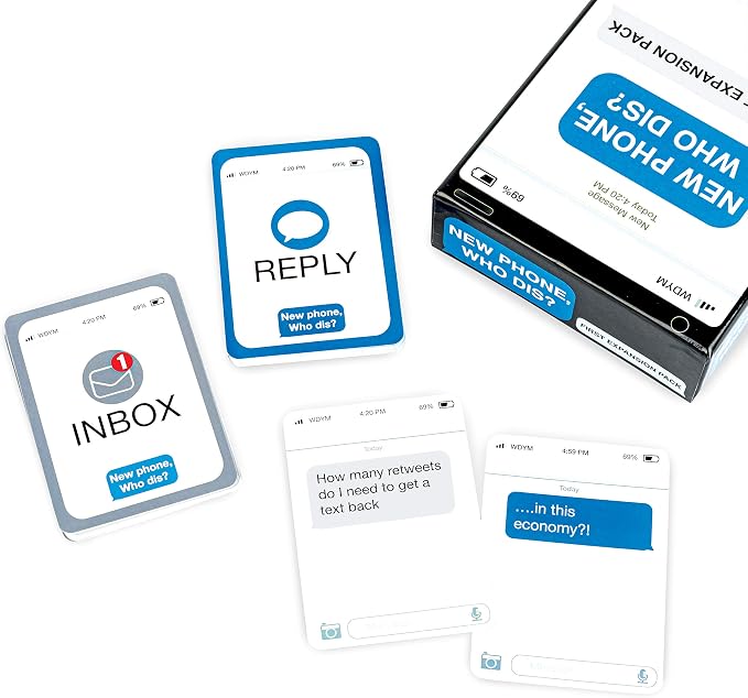 WHAT DO YOU MEME? New Phone, Who Dis? Expansion Pack Party Game by Relatable, Add to The New Phone, Who Dis? Core Game, Includes 45 Inbox Cards & 135 Reply Cards
