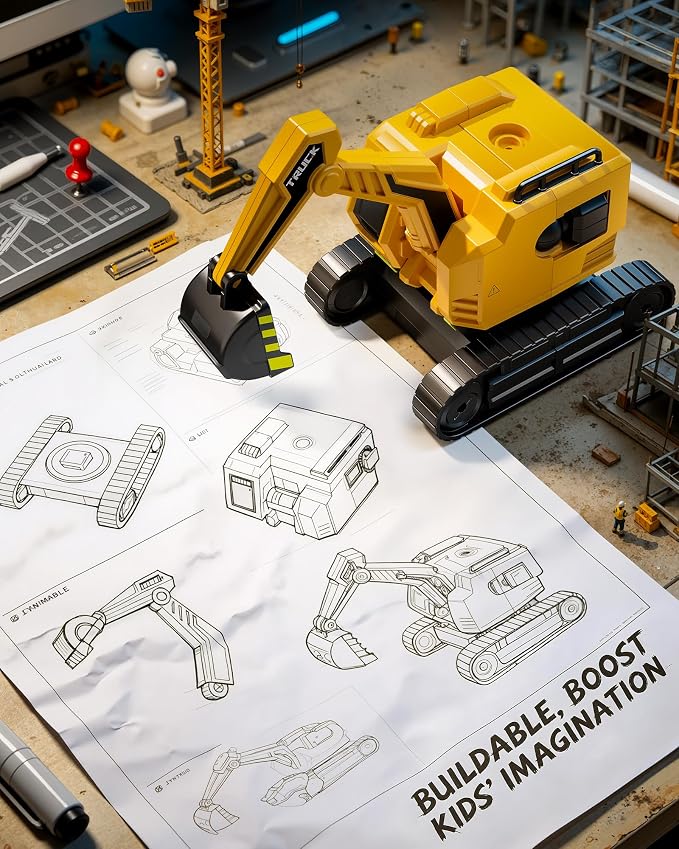 5-in-1 Construction Toys Truck for Toddler 2-4 Years, Dump Excavator Truck Toys for Boys Age 3-5 4-7 Year Old, Construction Toys for 2 3 4 5 Year Old Boys, Construction Trucks for Boys
