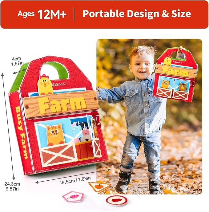 hahaland Busy Book for Toddlers 1-3 - Farm Animals Busy Board 1 Year Old | hahaland Busy Book for Toddlers 1-3 - Farm Animals Busy Board 1 Year Old