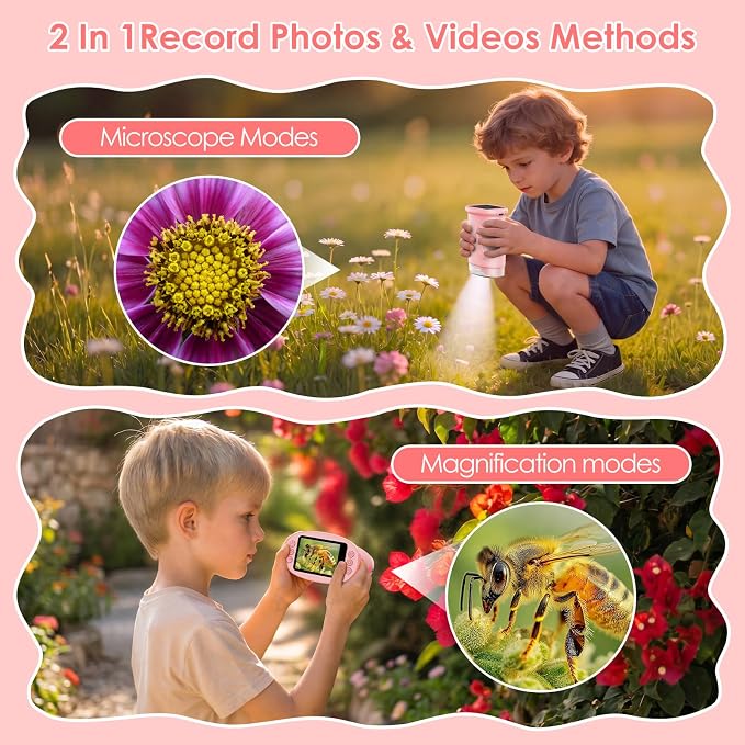 4K 1000X Handheld Digital Microscope for Kids with 2.0" IPS Screen(Pink) | 200-1000X Magnification, STEM Toys Birthday Gifts for Girls Boys Child, Science Kits for Kids Age 4-12