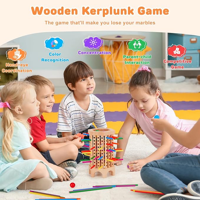 Centtechi Montessori Game Wooden Board Games for Kids 4-6-8, Colorful Sticks Math Educational Toys for Boys and Girls, Classic Fun Dice Games for Family Game Night 2-6 Players