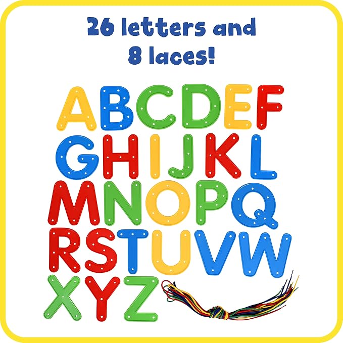 READY 2 LEARN Lacing Alphabet | Uppercase | 26 Letters | 8 Laces | Threading Toy for Kids | Fine Motor Toy | Letter Recognition and Early Spelling | Threading Toy for Kids, Fine Motor Toy, Letter Recognition and Early Spelling