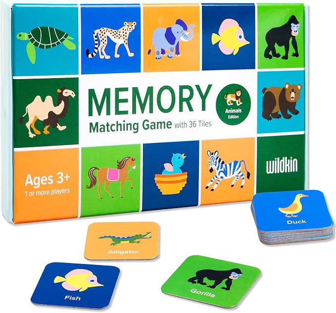 Wildkin Memory Matching Game – 18 Educational Pairs for Toddlers & Preschool - Animals