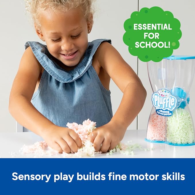 Educational Insights Pluffle Glow-in-the-Dark - Preschool Sensory Bin Filler, Tactile Sensory Toys for Toddlers 3-4, Mess Free Slime Alternative, Satisfying Foam Sand Bin Filler, Includes Two Colors