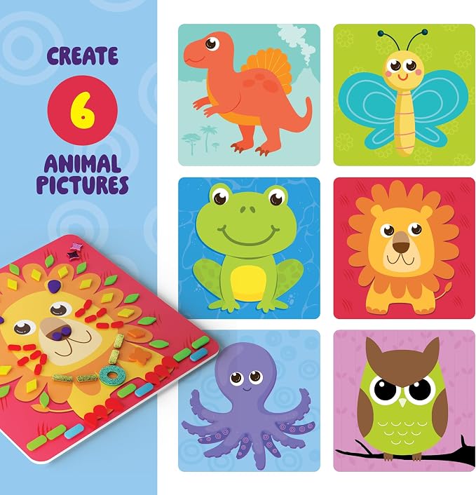 Foam Sticker Art Craft for Kids - Toddler Arts & Craft - Mess Free Activity | Toddler Craft Kit for Ages 3-5 - Boys 4-6 Birthday Gift - DIY Kid Activities Ages 3 4 5 6 Years - 4 Year Old Boy Gifts