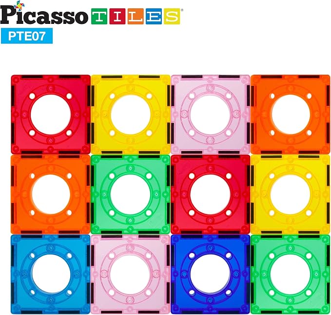 PicassoTiles Magnetic Tiles for Marble Run Racetrack Square Joint Shape Building Block Construction Colorful STEM Toy Set Learning Kit Educational Magnet Playset for Toddler Boys & Girls Ages 3+