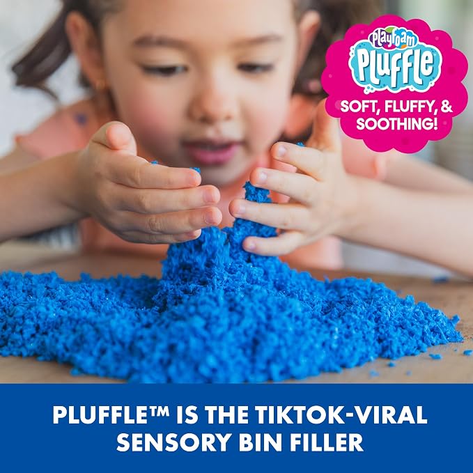 Educational Insights Pluffle 2-pack (Red & Blue) - Preschool Sensory Bin Filler, Tactile Sensory Toys for Toddlers 3-4, Mess Free Slime Alternative, Satisfying Foam Sand Bin Filler