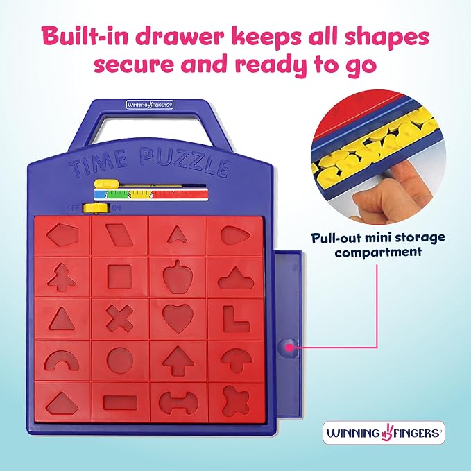 Winning Fingers Shape Toy Puzzle Game – Pop Up Board Game with Shape Puzzles - Two Players Concentration Games Puzzle Board Matching Game - Educational Toy for Kids 3 Years and Older