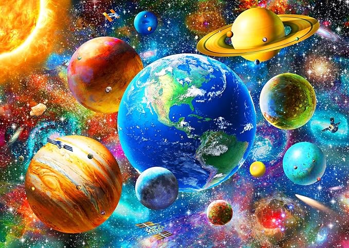 Puzzles for Kids Ages 6-8 8-10 Year Old - 200 Piece Solar System Planets | Educational Space Learning Toys Jigsaw Puzzles for 6 7 8 9 10 11 12 Years Old Boys and Girls.Birthday and Holiday Gifts