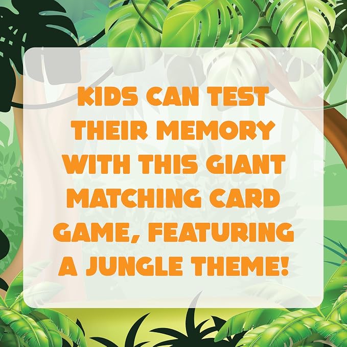 Giant Matching Game Jungle - Summer Toys - Game Night - Travel Games - Memory, Learning Game - Jumbo Playing Cards - Ages 3+