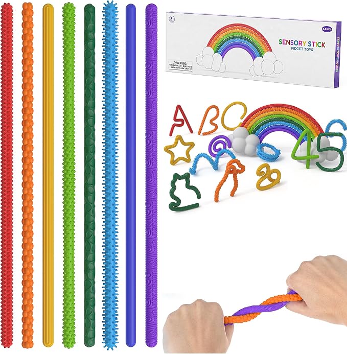 Sensory Autism Toys for Kids - 8Pcs Textured Stretchy Sensory Fidget Toys for Stress Anxiety - Sensory Toys Special Needs for Autistic Autism Children Toddlers Girls Boys, Classroom & Travel