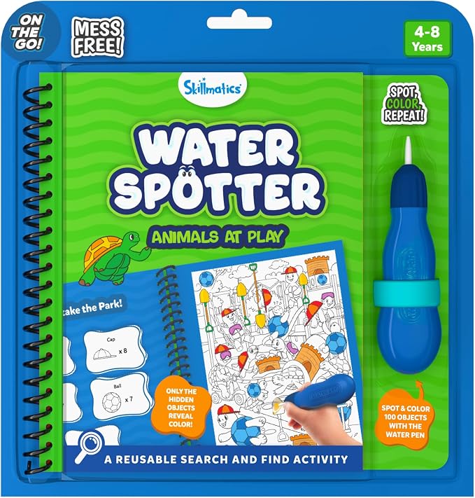 Skillmatics Water Spotter Animals, Travel Toy, Activity Book, Gift for Kids | Paint with Water Kit, Kindergarten Coloring Book, Screen-Free Fun, Mess-Free, For Boys & Girls Ages 4, 5, 6, 7, 8