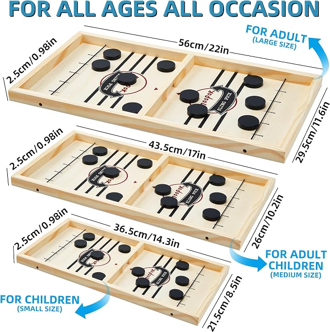moopok Fast Sling Puck Game - 2 in1 Chess Board and Desktop Battle Super Winner Game,Fast Action Wooden Air Hockey Board Game,Adults and Kids Family Friend Funny Slingshot Game Toys