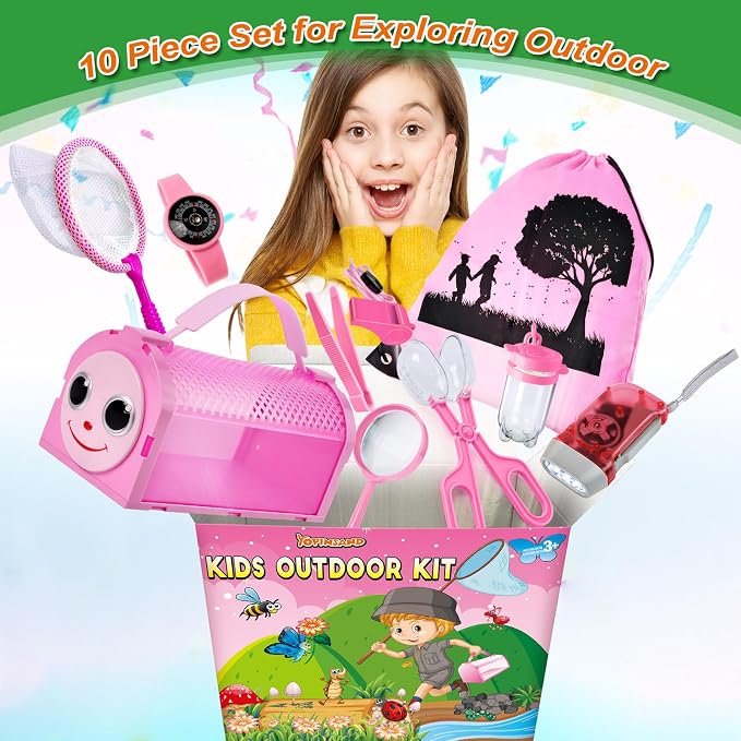 Bug Catcher Kit & Outdoor Explorer Kit for Kids, 10 Pcs Bug Catching Kit | with Toy Cage, Backpack, Flashlight, Outdoor Exploration Toys Gift for Boys Girls 3-12