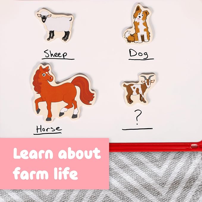 Spark & Wow Wooden Magnets, Farm | Magnets for Kids Ages 2+, Perfect for Fridges, Whiteboards and More