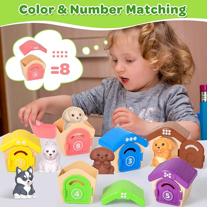 Letapapa Toddler Toys for 1-3 Year Old, Montessori Toys Themed Dog for Baby | Educational Counting, Matching & Sorting Toys Activities, Christmas Birthday Gifts for Baby Boy Girl 12-18M Fine Motor Skills