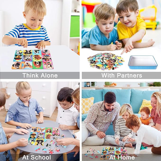 LELEMON Puzzles for Kids Ages 4-6,Dog 60 Piece Puzzles for Kids Ages 4-8 | Children Jigsaw Puzzles Kids Puzzles in a Metal Box,Educational Learning Puzzle Toys for Girls and Boys