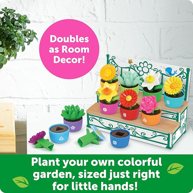 Learning Resources Shape & Color Garden | Montessori Toddler Toys, Sorting Sensory Toys, Kids Gardening Set, Flower Building Set, Preschool Learning Activities