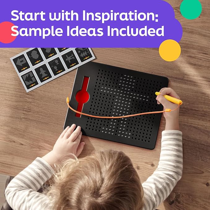 Magnetic Drawing Board for Kids & Toddlers, Airplane & Car Ride Activities | Magnetic Tablet Toy with Beads & Stylus Pen, Travel Toys for Toddlers, Road Trip & Flight Activity, Gift for Boys & Girls