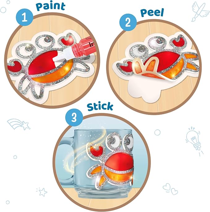 Imagimake DIY Jelly Stickers - Ocean, 10 Stickers, Low-Mess Art Kit | Paint, Peel & Stick Painting Activity, Ocean Crafts for Kids, Birthday Gift for Boys & Girls Ages 3,4,5,6,7 Years Old
