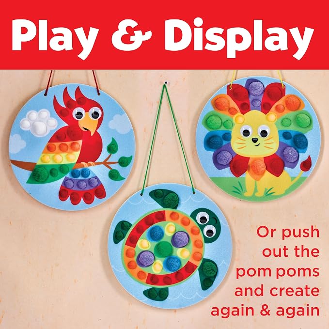 Creativity for Kids Pom Pom Pictures: Animals | Summer Fun | Back to School Crafts for Preschool Learning Activities| Sensory Toys for Toddlers |Toddler Arts and Crafts (Ages 3+)