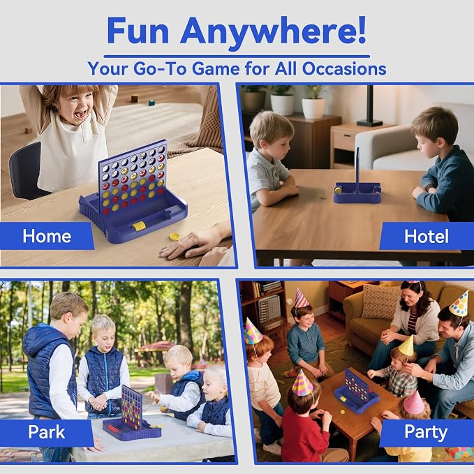 Pup Go 4 in a Row Game, Strategy Board Games, Connect & Win Four in a Line | Foldable Holiday Travel Essential, Family Game Night, 2 Players for Kids and Adult, Best Gifts for Boys and Girls 3-12 (Blue)