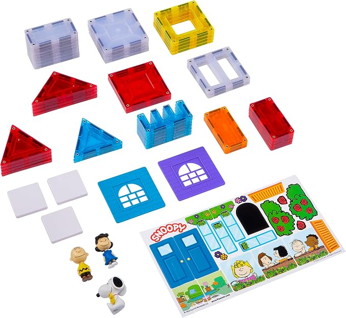 Cra-Z-Art Magnetix 3D Peanuts Charlie Brown and Friends Magnetic Building Tile Playset, Educational, STEM Toys for Ages 3+, 50 Pieces