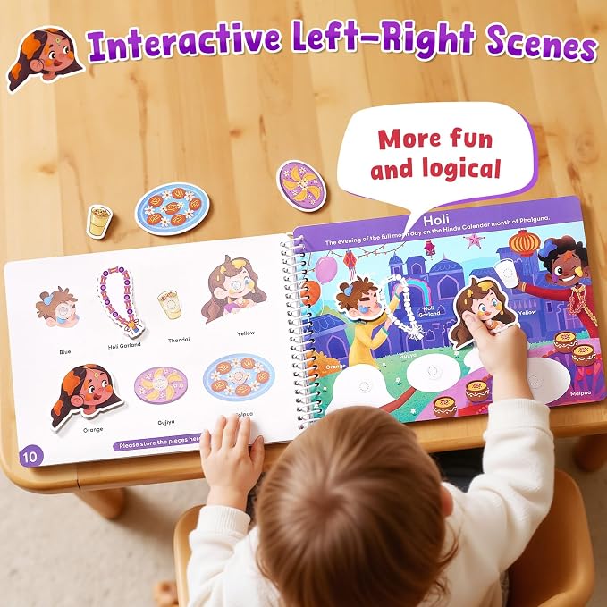 JoyCat Holiday Busy Book for Toddlers Ages 3-5, English | 15 holidays including Easter, Diwali and Thanksgiving encourage creativity and preschool skills at home or during travel