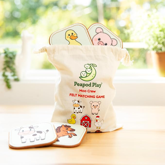 Felt Farm Matching Game for Toddlers – Farm Animal Memory Game & Flash Cards – Soft and Safe for Ages 1+ – Montessori Preschool Learning Activity – Educational Farm Toy for Boys & Girls