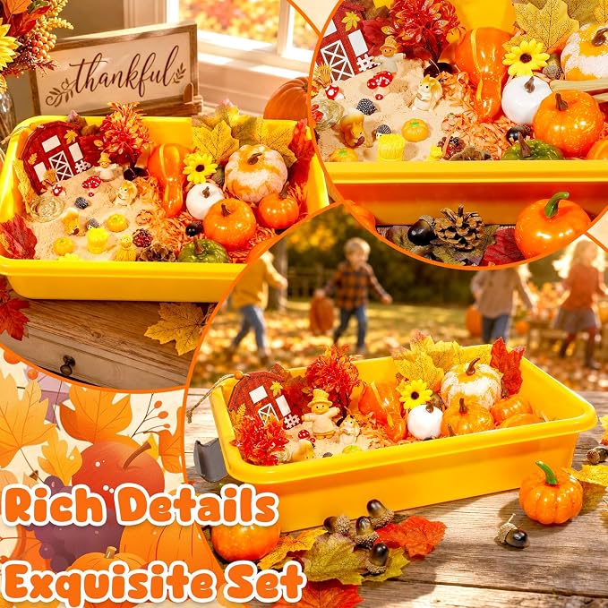 Bbiamsleep Thanksgiving Fall Sensory Bin, 76 Pcs Fall Sensory Bin Items | Thanksgiving Sensory Bin Items, Fall Sensory Kit with Accessories