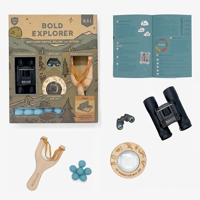 Bold Explorer Outdoor Adventure Kit - SHIPS MARCH 16-31 | Includes a wooden game and field guide, a STEM toy set for nature exploration, great fun for boys and girls of all ages