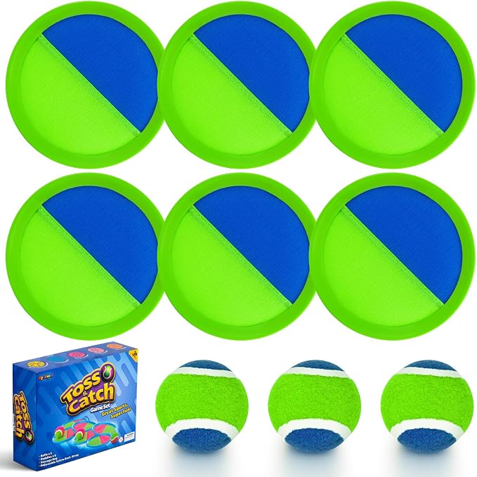 Upgraded Toss and Catch Ball Game Set for Kids, 6 Paddle 3 Balls | Water Resistant, Outdoor, Beach, Pool, Yard, Lawn Games for Kids Toys Birthday Gifts for 3-8 Year Old Toddler Boys & Girls