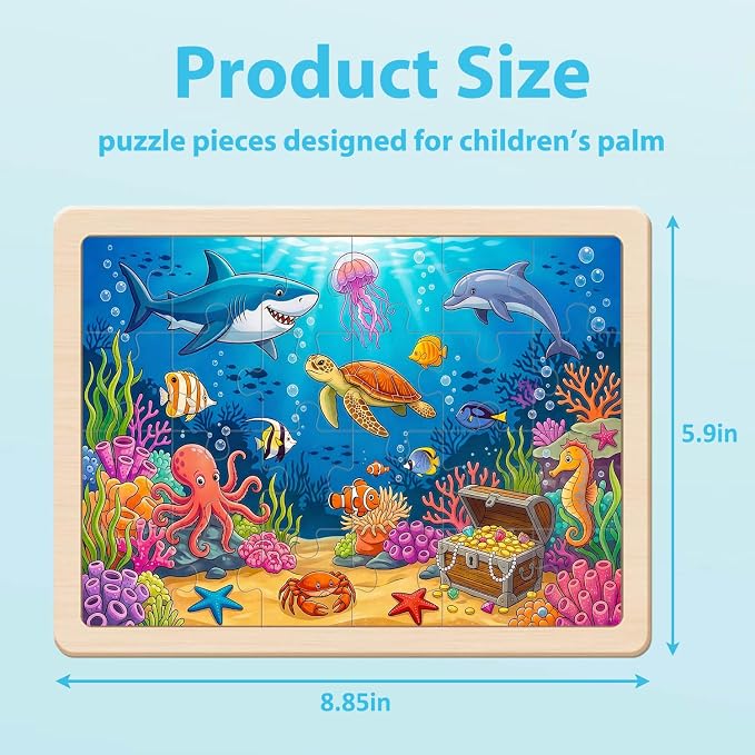 Puzzles for Kids Ages 4-6, 4 x 24 PCs Animals Wooden Puzzles | Animals Puzzles for Toddlers & Kids Ages 3-5, Preschool Educational Puzzles Toys, Birthday Gifts Set for Boys & Girls