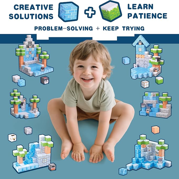 113PCS 1'' Magnetic Blocks, Magnetic Building Cube Toys for Kids, STEM Montessori Stacking, Sensory Education Toys for Toddlers Building World Set, Christmas Birthday Gifts for Kids Age 3 4 5 6 7 8+