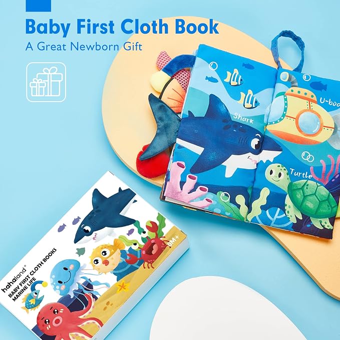 hahaland Baby Books 0-6 Months, Infant Tummy Time Baby Toys 6 to 12 Months | Touch Feel Book Baby Gifts for Boy Girl 0-3 Months Learning Toy Baby Birthday Easter Basket Stuffers 1PCS