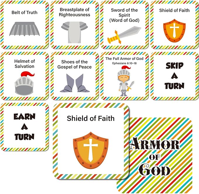AmazingSpark 72 Pcs Armor of God Bible Memory Matching Card Games for Kids | Vbs Bible Games for Kids, Christian Games, Sunday School Educational Supplies, 2026 Vacation Bible School Activity Cards
